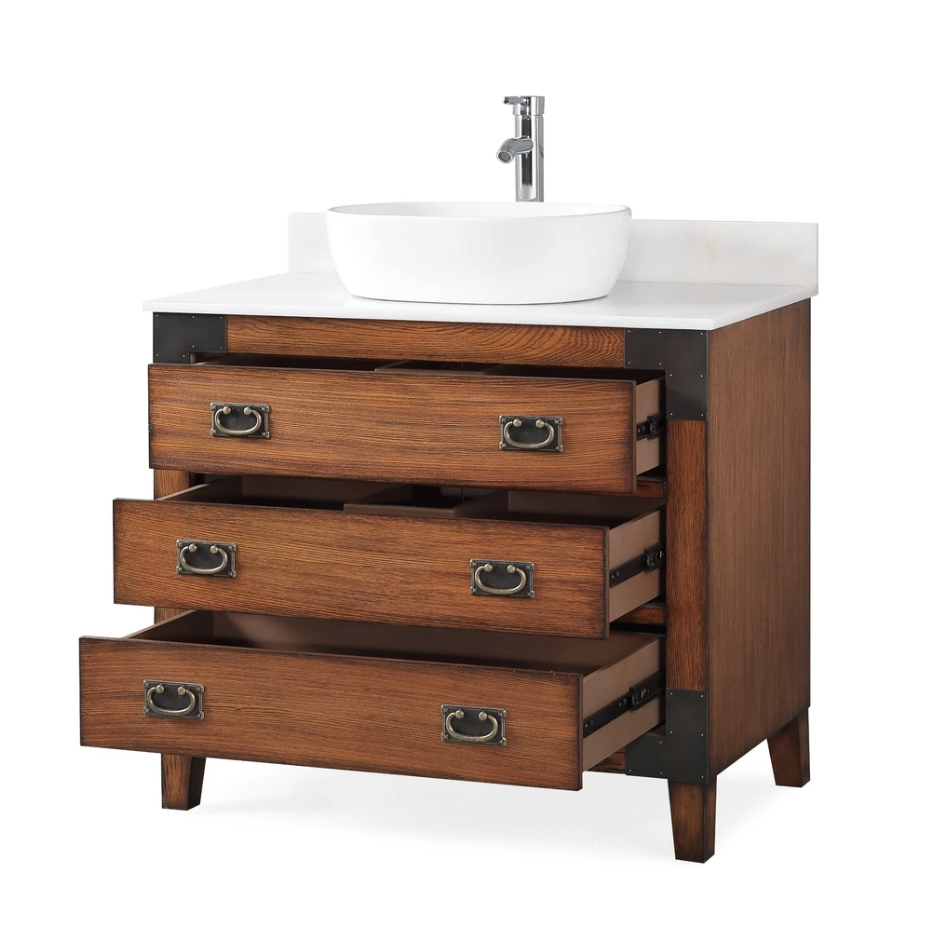 Adelina 36 inch All Wood Construction Vessel Sink Bathroom Vanity ...